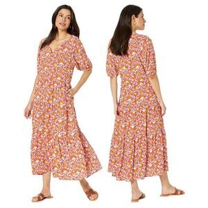 Elliott Lauren Under The Tuscan Sun Gathered Tiered Long Maxi Dress